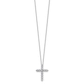 14k White Gold 1 1/2 carat Lab Grown Diamond VS/SI+ G+ Complete 18 inch Cross Pendant Necklace